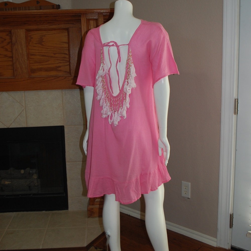 NWT Gianni Bini Swim Coverup with Feathers